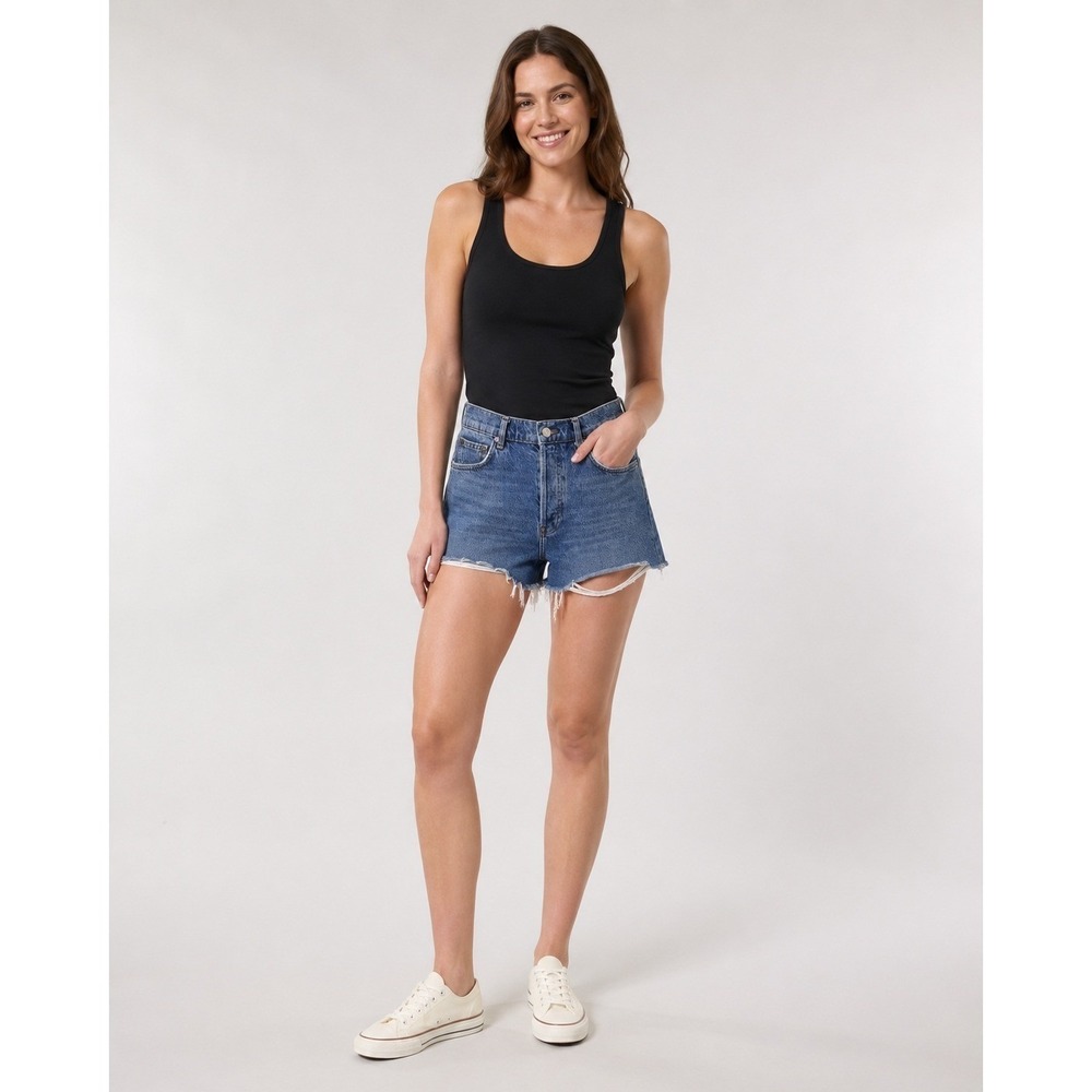 Reformation Jeans Button Fly High Waist Cut-off Shorts Women 28 Blue Sydney Wash